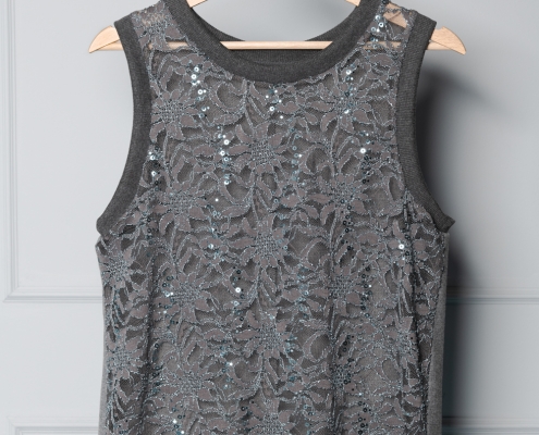 grey lace sleeveless unisex top