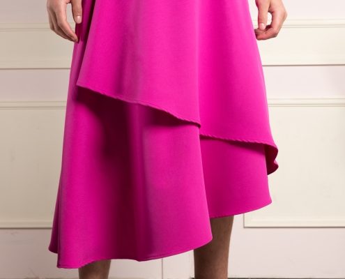 asymmetrical pink men's skirt