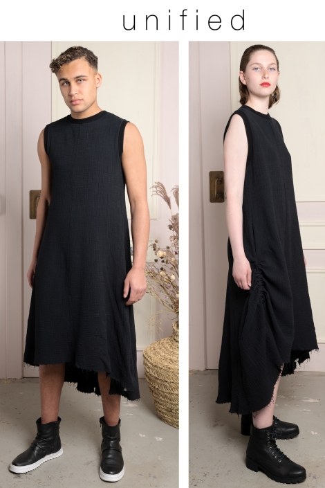 black cotton unisex dress