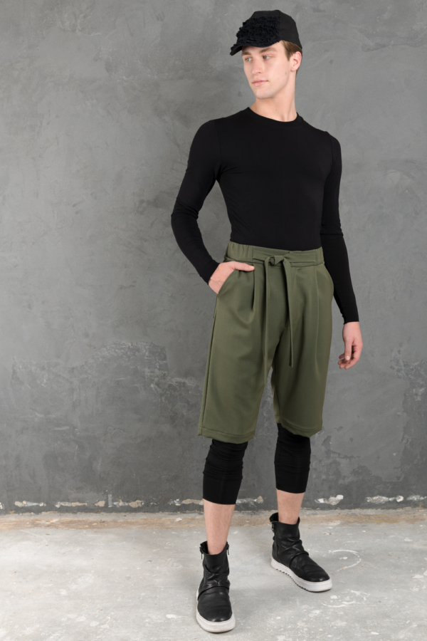 Black bamboo 3 4 men s long johns legging Haruco vert