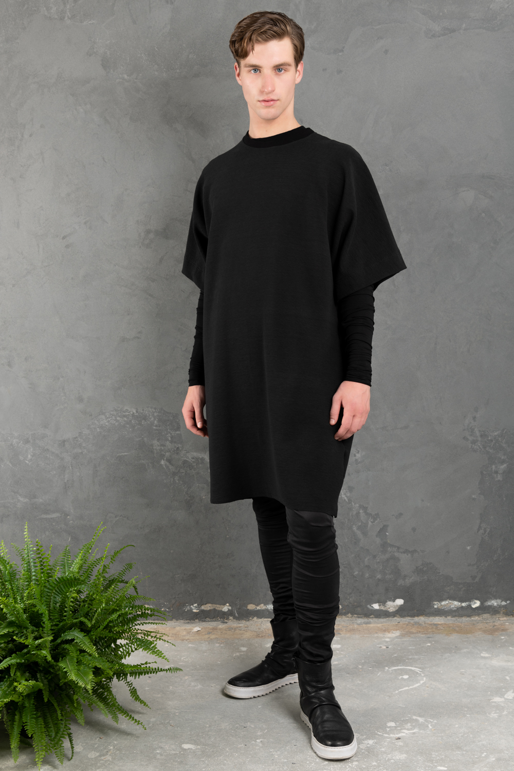 black rib oversized men s t shirt Haruco vert