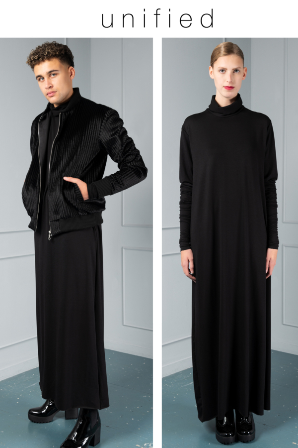 black unisex turtleneck dress