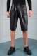 black faux leather unisex shorts
