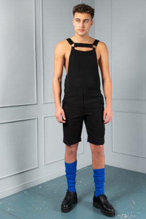 black unisex dungaree shorts