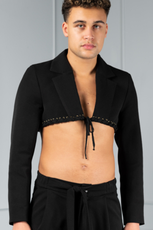 cropped unisex blazer jacket with eyelets