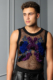 mesh men's top with lace-flowers