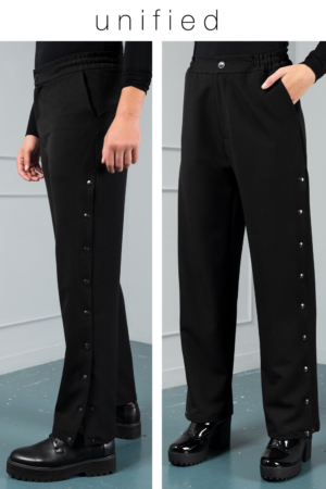 black side button unisex trousers