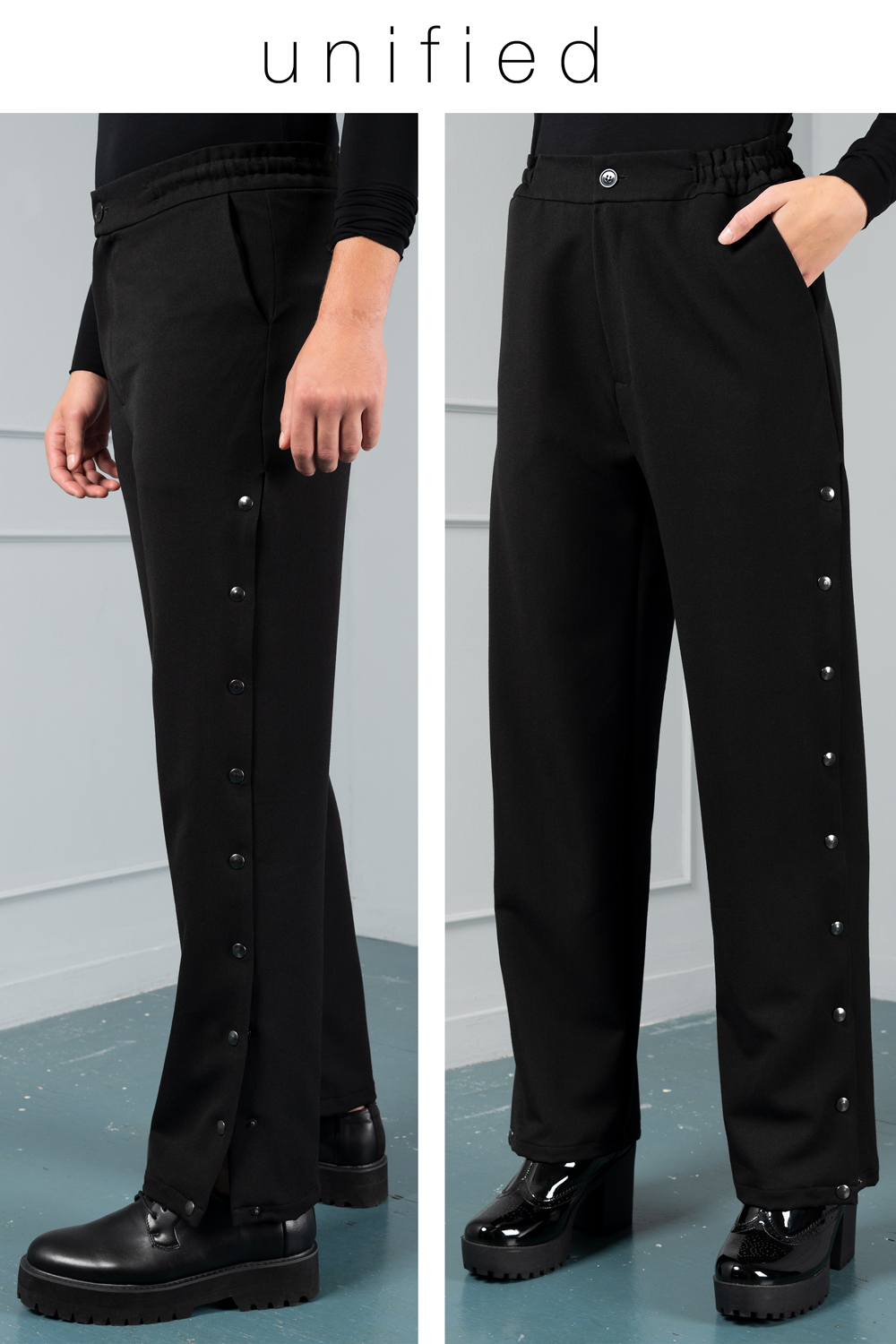 side button unisex trousers | Haruco-vert