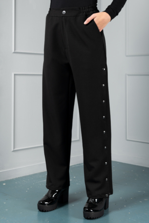 black side button women's trousers