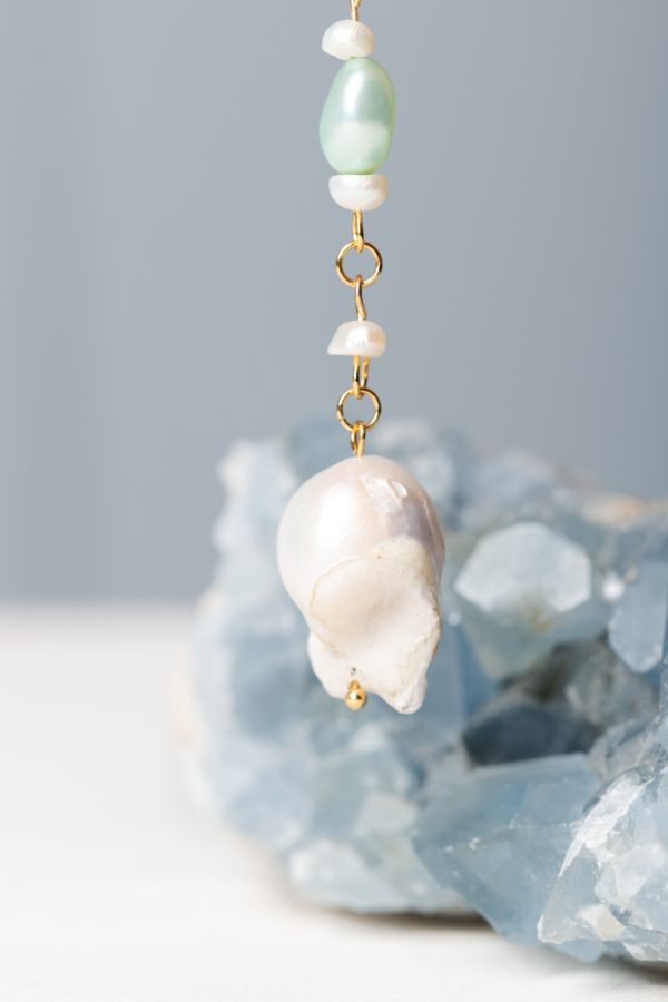 long baroque pearl earring
