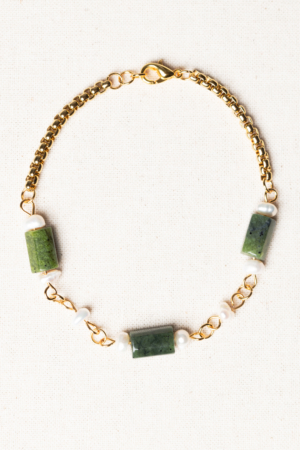 jade and pearl golden bracelet