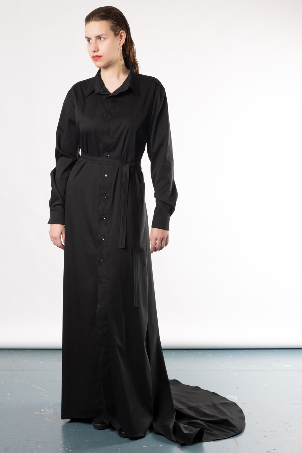 Long black dress shirt hotsell