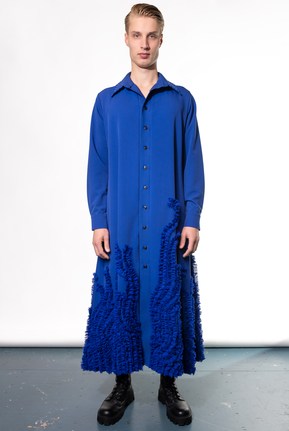 Cobalt blue shirt dress top