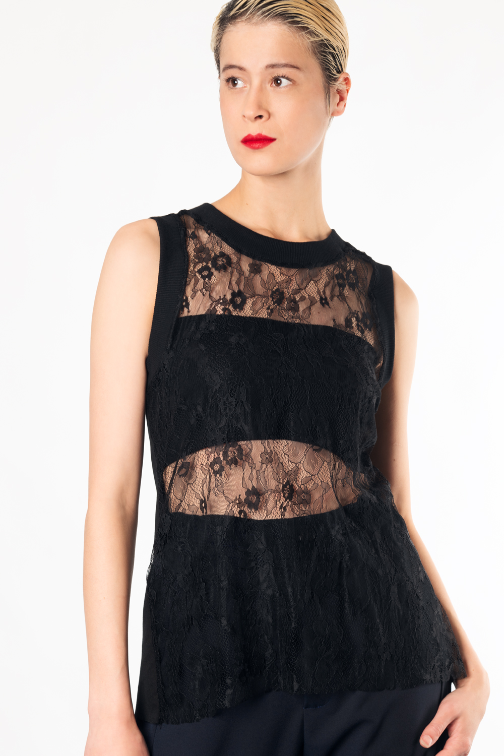 black lace women's tank top