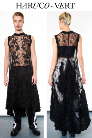 embroidered black lace unisex dress