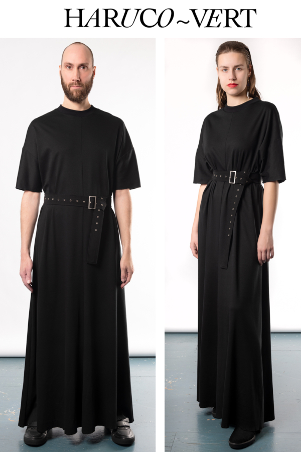 long black oversized unisex dress
