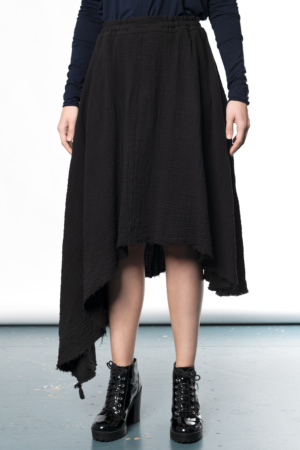 black asymmetrical cotton skirt