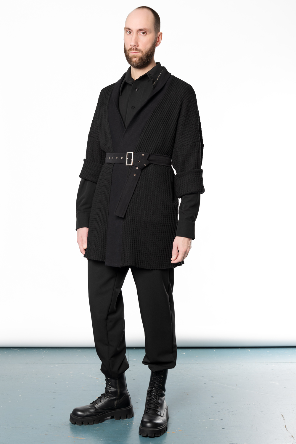 black statement collar men's shirt | Haruco-vert