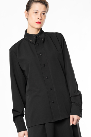 black statement collar women's shirt