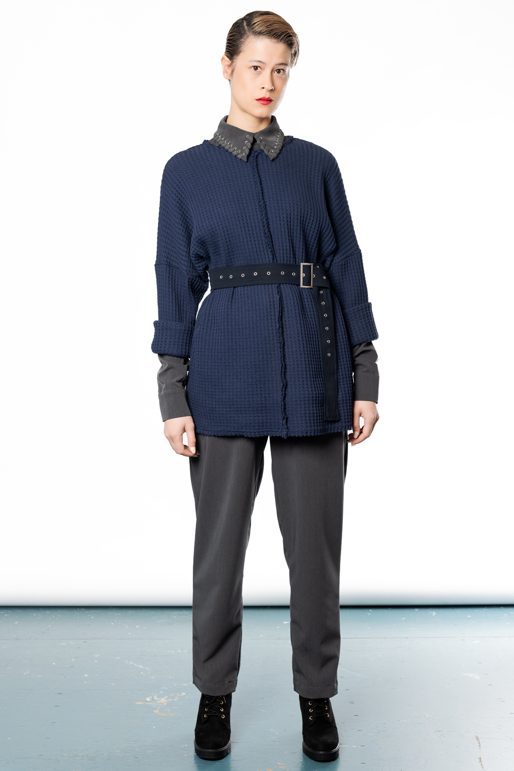 Dark-blue knit women's oversized pullover | Haruco-vert Dark-blue knit women's oversized pullover | Haruco-vert