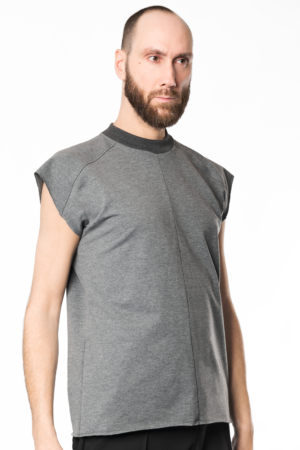 sleeveless grey boxy men's sweater