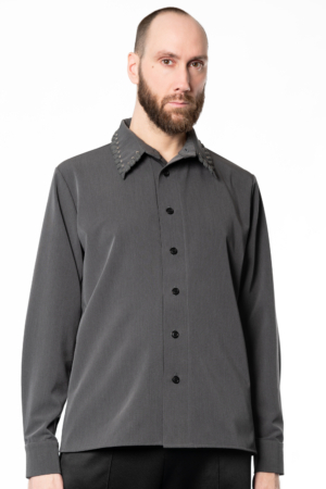 grey statement collar men's shirt