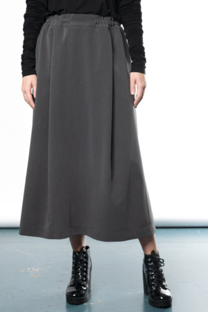 grey straight front pleat skirt