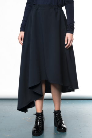 asymmetrical navy blue unisex skirt