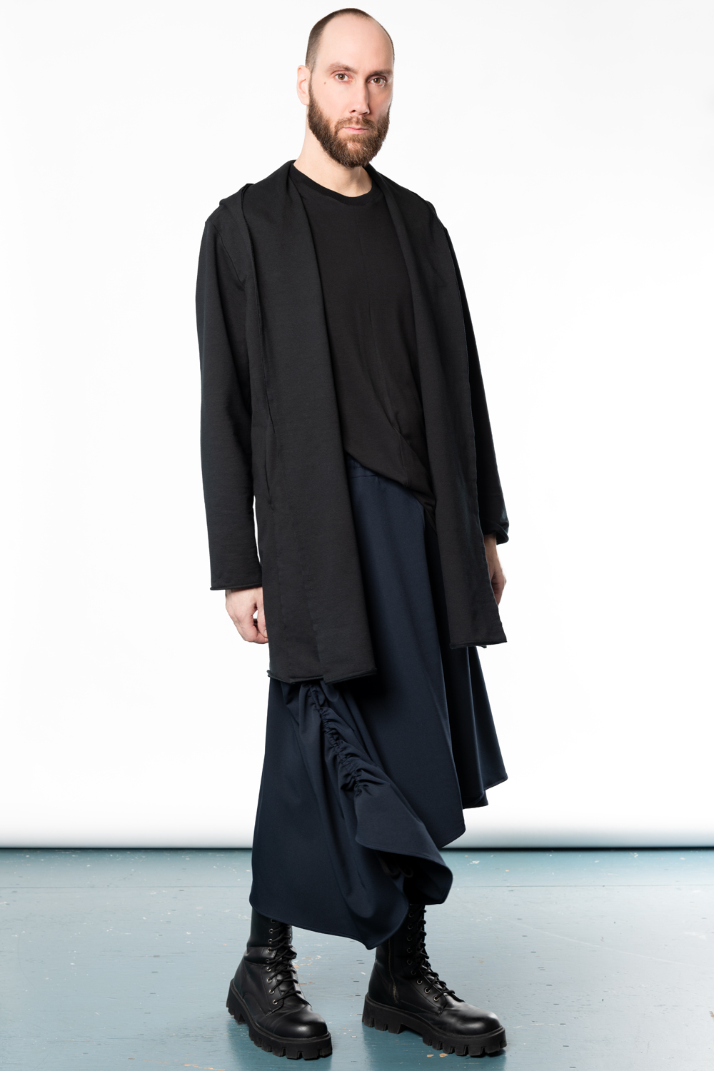 black hooded men s cardigan Haruco vert