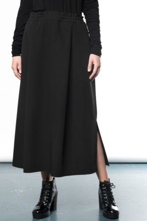 black straight front pleat skirt
