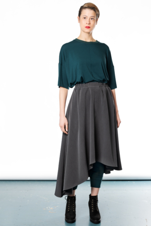asymmetrical grey skirt