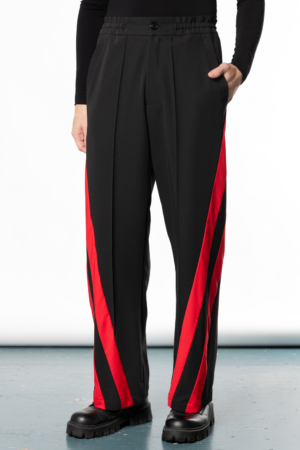 Red and black striped trousers new arrivals
