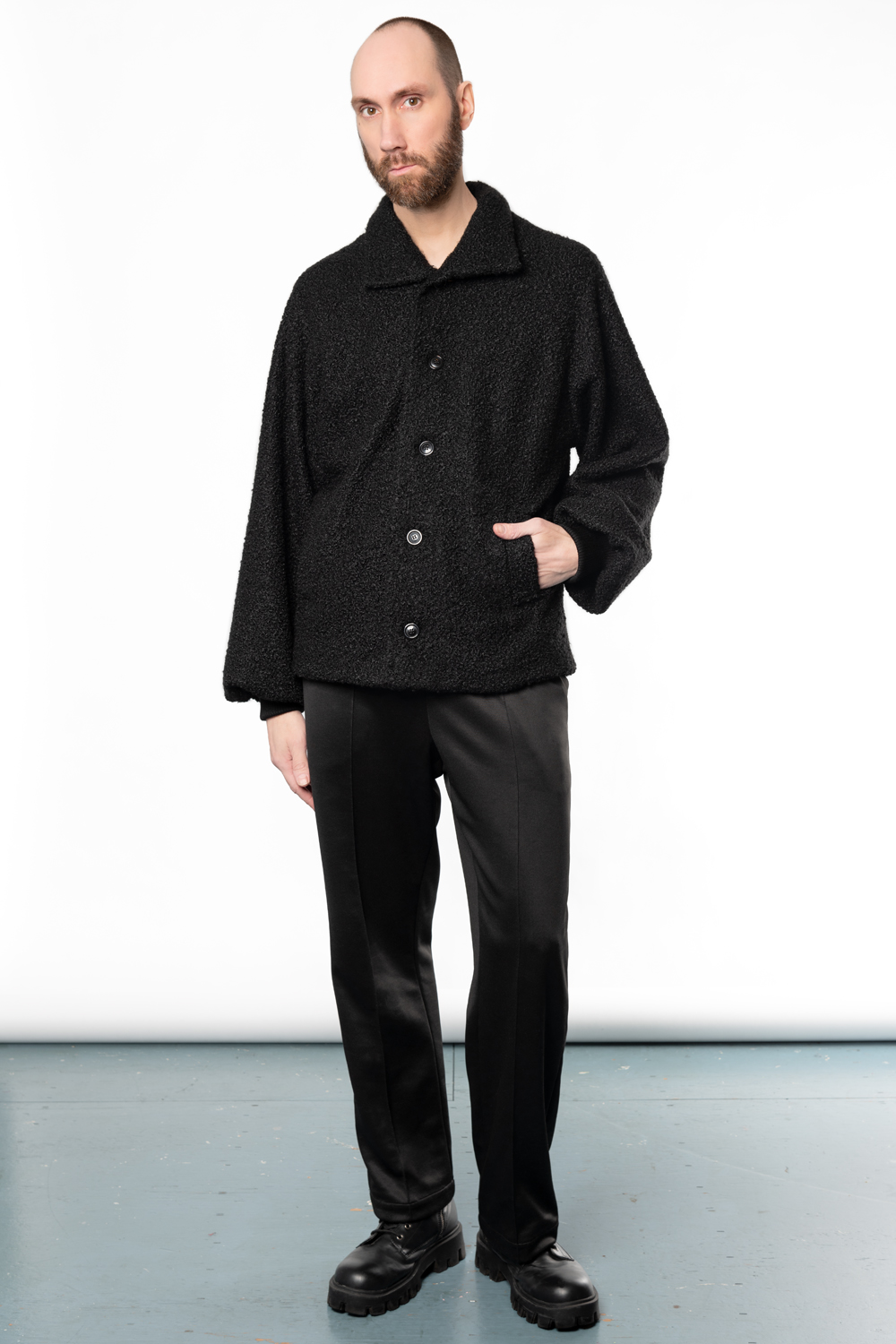 men's black puff sleeve jacket | Haruco-vert