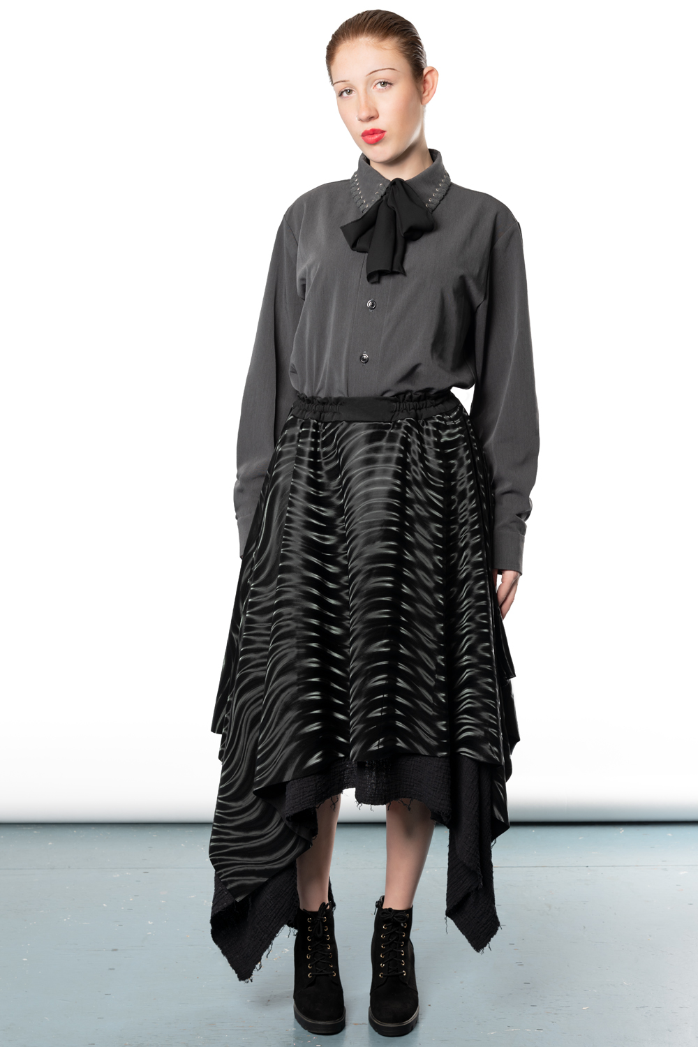 layered handkerchief hem unisex skirt