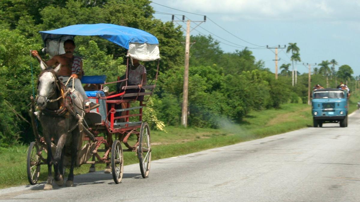 Transportmittel im ländlichen Kuba: Pferdekutsche und W50
