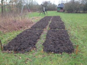 forsøgsarealet: 8 bede 1,5x4 meter