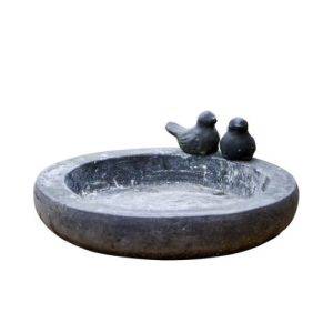 Fuglebad i sortpatineret terracotta