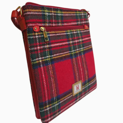 Women's Tartan Plaid Crossbody Clutch Purse With Rabbit Key Ring | 90's UK Punk Style Shoulder Bag