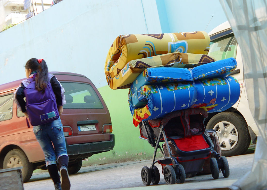 Child taking mattresses home