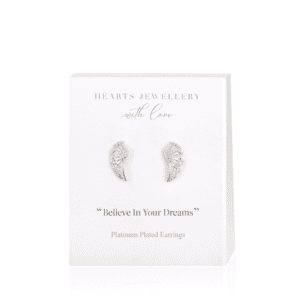 Platinum Plated Cubic Zirconia Large Angel Wing Stud Earrings