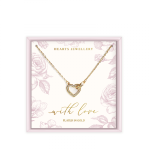 Gold Plated Cubic Zirconia Pendant Heart Necklace - With Love