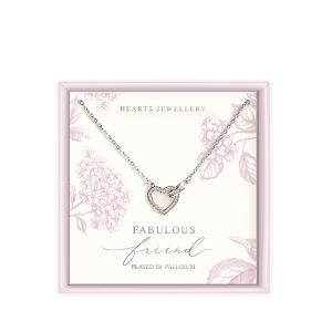 Palladium Plated Crystal Heart Pendant Necklace - Fabulous Friend