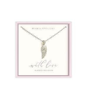 Palladium Plated Crystal Angel Pendant Necklace - With Love