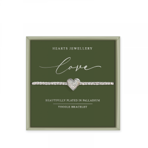 Palladium Plated Cubic Zirconia Heart Bracelet - Love