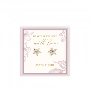 Gold Plated Cubic Zirconia Flower Earrings