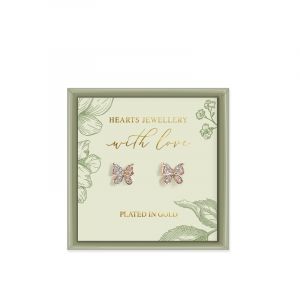 Gold Plated Cubic Zirconia Butterfly Earrings