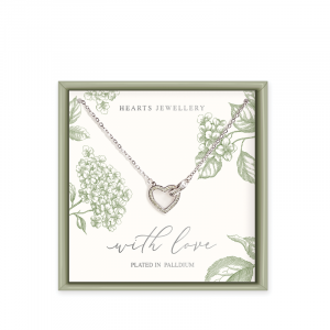 Palladium Plated Crystal Heart Pendant Necklace - With Love