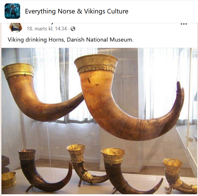 Viking Drinking horns at The National Museum in Copenhagen, Denmark