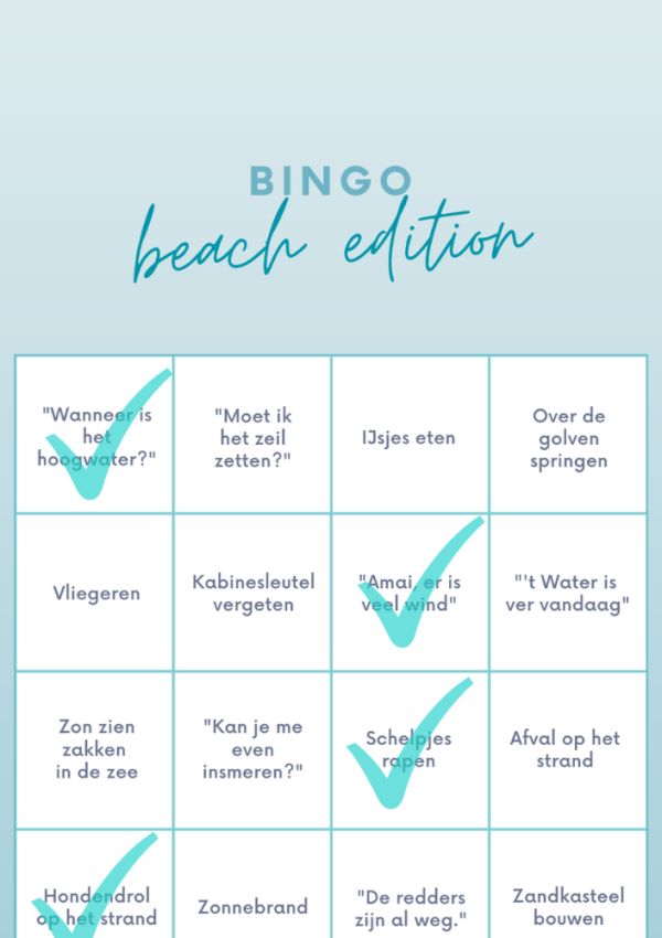 Bingo voor op het strand van Heidi by the Sea.