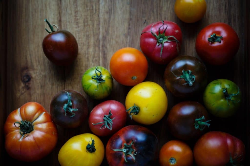 Experiment with seeds of colorful heirloom tomatos in your survival garden.